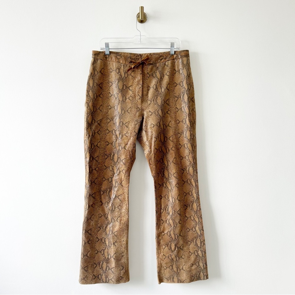 Vintage Y2K INC 100% Leather Snake Print Pants International Concepts Size 14